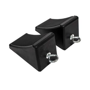 MaxxHaul 50011 Heavy-Duty Rubber Wheel Chocks with Eyebolt, Anti-Slip Design for Trailers, RVs, and Trucks (6.5" x 3.75" x 4") - 2 Pack