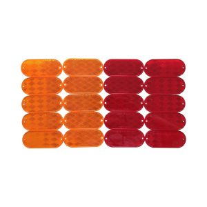 MAXXHAUL 50016 20-Pack Oval Reflectors 10 Red - 10 Amber Self Adhesive Or Drill Mount - DOT, 20 Pack