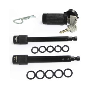 MaxxHaul 50151 Trailer Hitch Lock Pin Set 5/8 and 1/2 Inch with Locking System Anti-Rattle for 1-1/4" and 2" Class I,II,III,IV,V Hitches - Black Finish