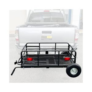 MaxxHaul 50243 Foldable Hitch N Roll Cargo Carrier Cart With Quick Detachable Basket Rack With 10 inch Flat Free Tires for Home Camp Travel Ranch SUV Up to 400 lb. Capacity