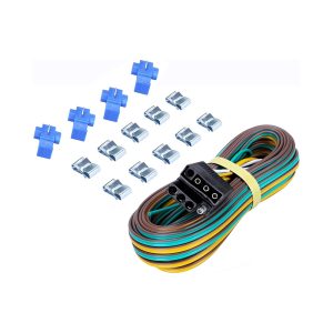 MaxxHaul 4-Pin Flat Trailer Wiring Harness Kit 25' Male and 4' Female [18 Gauge Color Coded Wires] for Utility & Boat Trailer Wire Kits Blue