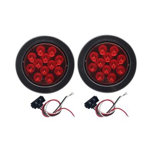 MAXXHAUL 2 Pcs 4" Round Red LED Trailer Tail Lights with Surface Mount Grommet Plugs IP67 Stop Brake Turn Tail Lights for Truck Trailer RV Jeep