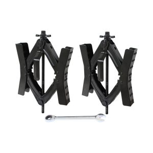 MaxxHaul 50627 Tandem Wheel Chock Stabilizers for Camper Truck Travel Trailer Fifth Wheel Trailer Scissor Locking Style Expand from 3.5" to 12" - 2-Pack
