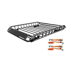 MaxxHaul 50944 Steel Roof Rack-150lb. Capacity with 2 pcs Tie Down, Black with 2tiedowns