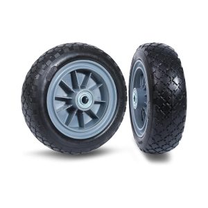 MaxxHaul 51024 10" Solid Tires Flat Free PU Tire and Wheel, with 5/8" Axle Bore Hole, 3" Wide with 2.2" Offset Hub for Hand Truck Garden Wagon Cart Trolley Dolly Lawn Mower Replacement Tire - 2 Pack