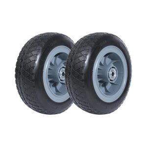 MaxxHaul 51025 12" Solid Tires Flat Free PU Tire and Wheel, with 5/8" Axle Bore Hole, 4" Wide with 3.0" Offset Hub for Hand Truck Garden Wagon Cart Trolley Dolly Lawn Mower Replacement Tire - 2 Pack