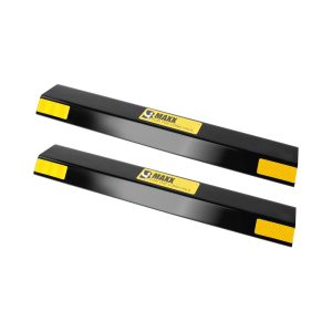 MaxxHaul 51035 18 in. Heavy Duty Car Parking Stoppers 2 Pack Easy Install 18" x 1.25" x 3.5" for Garage and Outdoor Car SUV Truck Eco Friendly Material Reflective Strips