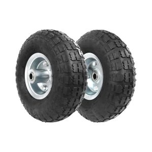 MaxWorks 51078 10 inch Pneumatic Wheels 4.10/3.50-4 Tire with 5/8" Axle Bore and 2.2" Offset Hub and Steel Rims for Hand Trucks Wagons Gorilla Carts Garden Cart Lawn Cart - 2 Pack