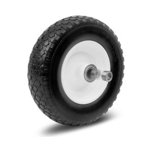MaxWorks 51079 13 inch PU Wheel 4.00-6 Flat free Solid Tire with 5/8" or 3/4" Axle Bore and 1.75" - 5.75" Centered Hub and Steel Rims for Wheelbarrows - 1 Pack