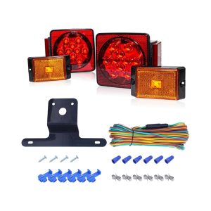 MAXXHAUL 70205 Trailer Light Kit - 12V All LED, Left and Right Waterproof Submersible for Trailers, Boat Trailer Truck Marine Camper RV Snowmobile, Red